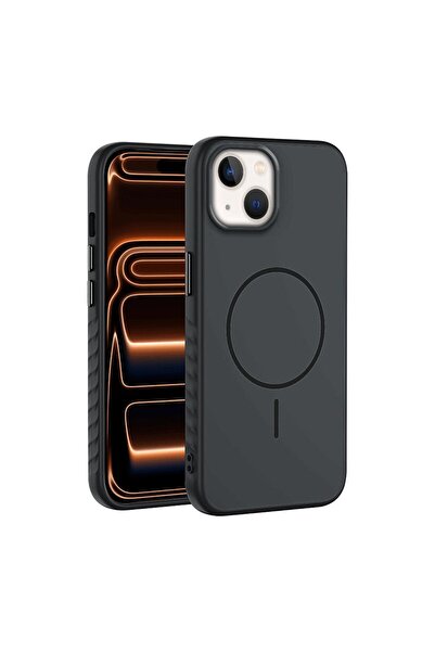 Zebana Apple iPhone 15 Uyumlu Kılıf Mono M-Safe Silikon Kılıf Siyah