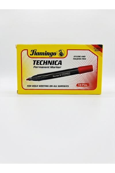 Flamingo Technica Permanent Red Marker | Pack of 10 Pieces