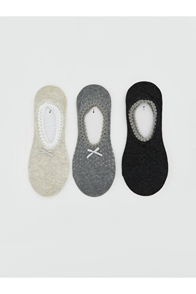 LC Waikiki Alita City Lcw Dream Gray Plain 3-Pack Women's Ballerina Socks wit...