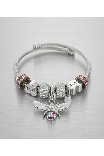 VLDORO Bee Figured Steel Charm Bracelet