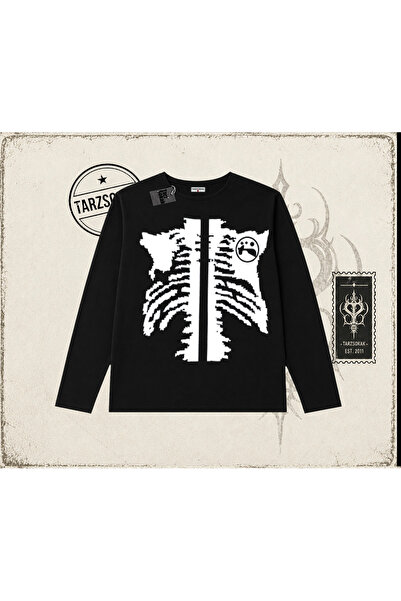 Tarzsokak Unisex Cage Y2k Biskilet Yaka Long Sleeve Beyaz