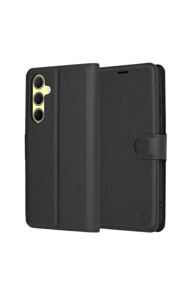 Techsuit Калъф за Samsung Galaxy A35 5G, Кожен фолио, кафяво-черен