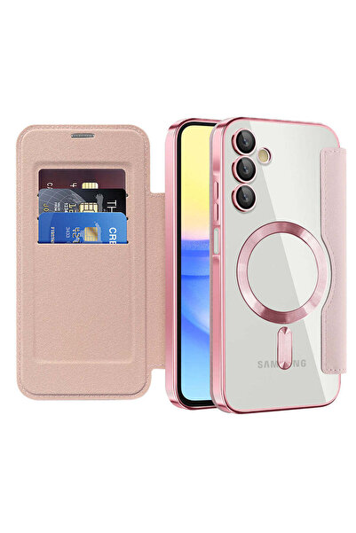 Techsuit Case for Samsung Galaxy A15 4G, SmartMag Book Case, blue - pink