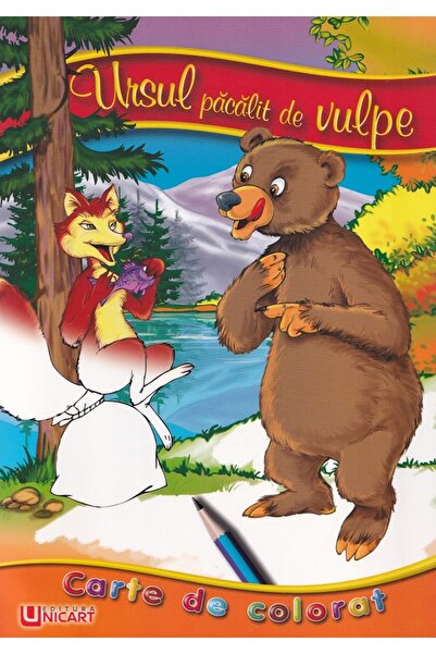 unicart Ursul pacalit de vulpe. Carte de colorat A5