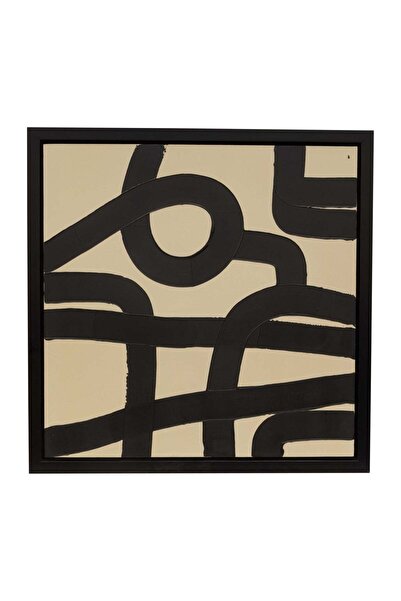 Sagebrook Home 47X47,HAND PAINTED CURVY-CROSS ROADS, IVORY/BLK