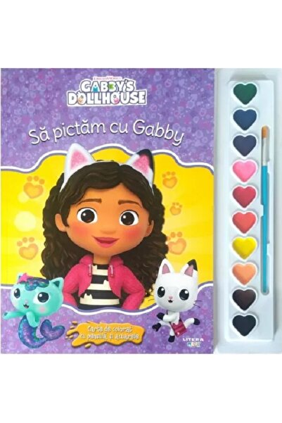 Litera Gabby's Dollhouse. Sa pictam cu Gabby. Carte de colorat cu pensula si ...