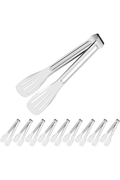 STARSTAR 10-piece pack of 7-inch stainless steel serving tongs, suitable for ...