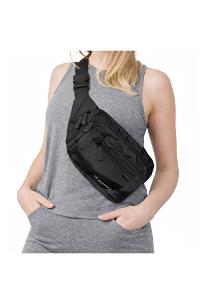 WOZINSKY Borsetă unisex cu curea reglabilă, impermeabilă, neagră