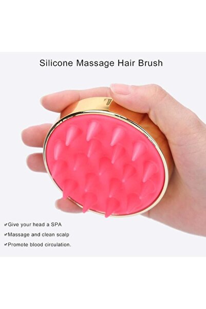 HXD Zoomlion Silicone Scalp Massage Hair Brush – Soft Shampoo Scalp Massager with Gold Handle | Gentle Silicone Bristles for Hair & Scalp Care, Pink