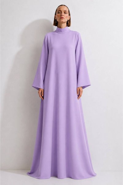 ROLLINDA STUDIO Dik Yakalı A-Kesim Maxi Boy Krep Abaya Şık Elbise