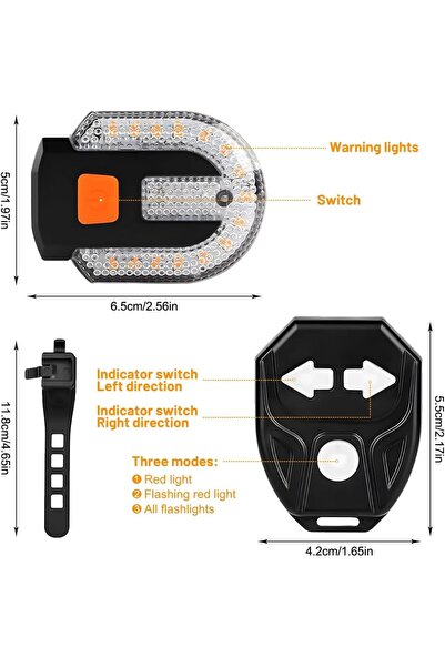 STARSTAR Smart LED bicycle taillight with turn signals and remote control – U...