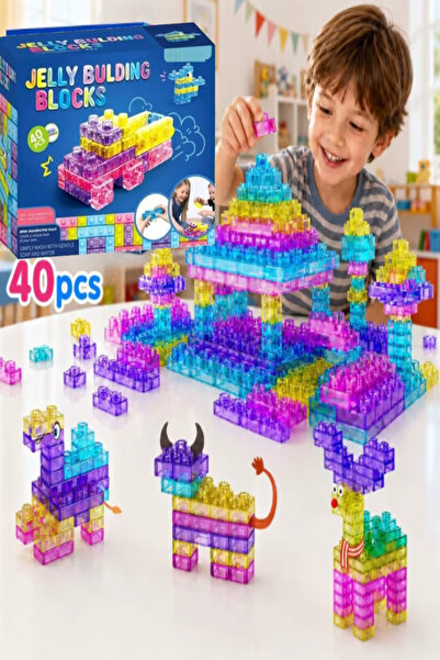 Pofika Jelly Yumuşak Slikon 3D Yapı Blokları 40 Pcs 3 Boyutlu Eğitici Tasarım...