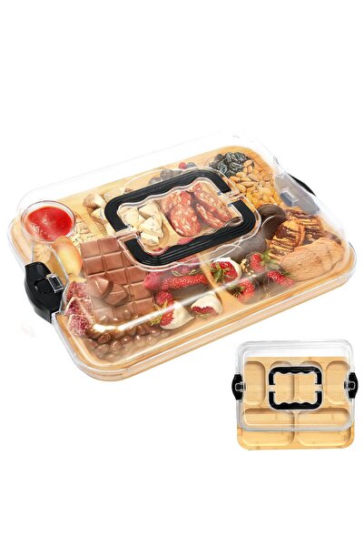 STARSTAR Bamboo cheese board, 6 compartments, with lid, double-sided, ideal f...