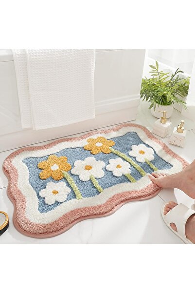 STARSTAR Non-slip bathroom mat 50x80cm, 3D flower bath mat, microfiber bathro...