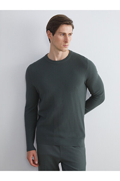 LC Waikiki Crew Neck Checkered Men's Knit Sweater