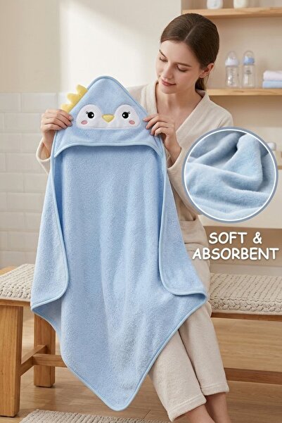 Generic منشفة استحمام للأطفال بغطاء للرأس من الصوف المرجاني، ماصة وسريعة الجف...