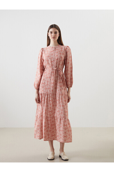 LC Waikiki Nevavm Farkıyla Hakim Collar Patterned Dress