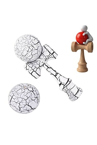 OEM Kendama Profesionala- Culoare Alb-Negru, Model Crapat si ata cadou