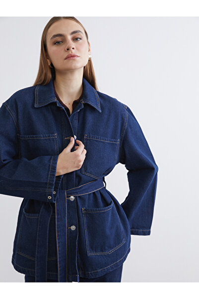 LC Waikiki Women's Denim Jacket with a Shirt Collar
