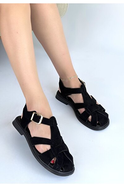 DMR Elegance Taney Black Suede Sandals