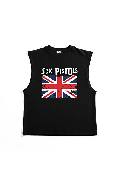Sekizbiraltı Sex Pistols U.K. Baskılı Siyah Sıfır Kol Tshirt
