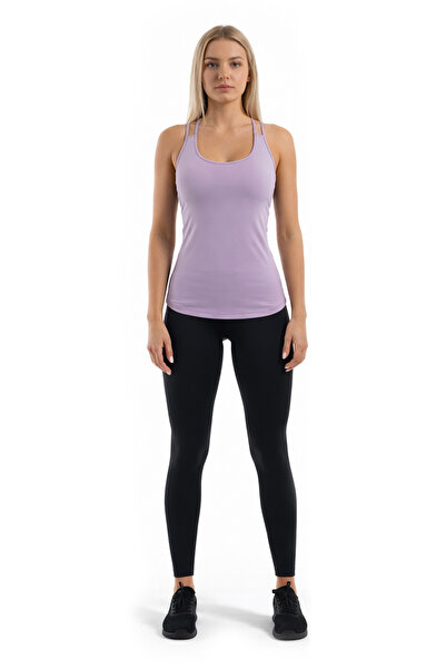 Pulsar Lila Sırt Detaylı Slim Fit Kadın Spor Tshirt Rana
