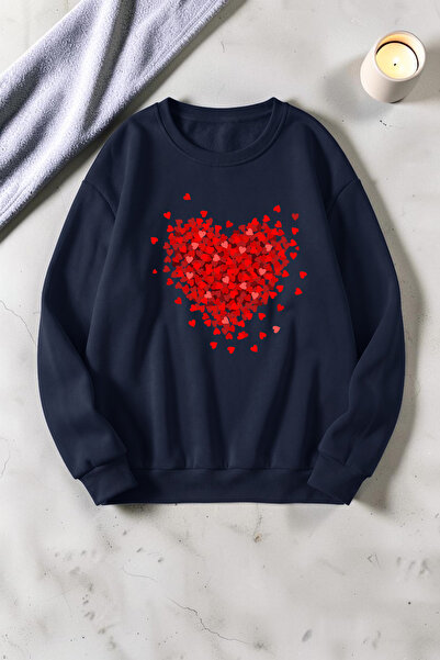 uyguntarz Unisex Tiny Hearts Printed Crew Neck Sweatshirt