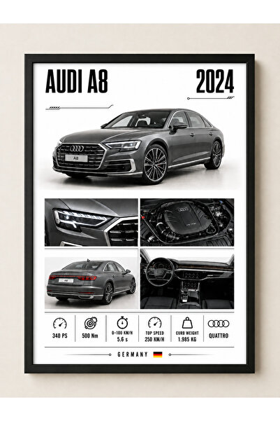 Miutic Print Studio Tablou decorativ auto Audi A8 quattro cu specificații teh...