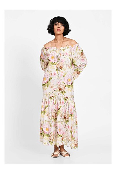 SimpleFind Rochie lunga boho cu imprimeu floral Alb