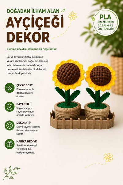Genel Markalar 🌻 2'li Ayçiçeği Dekor Seti