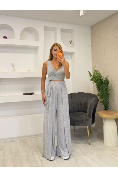 İrka Moda Ribana Kruvaze Üst Pantolon Takım