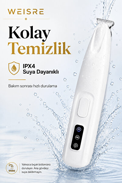 Weisre Şarjlı Pet Tıraş Makinesi Kedi Köpek Patı Yüz Bölgesel Tüy Kesme IPX7 Su Geçirmez
