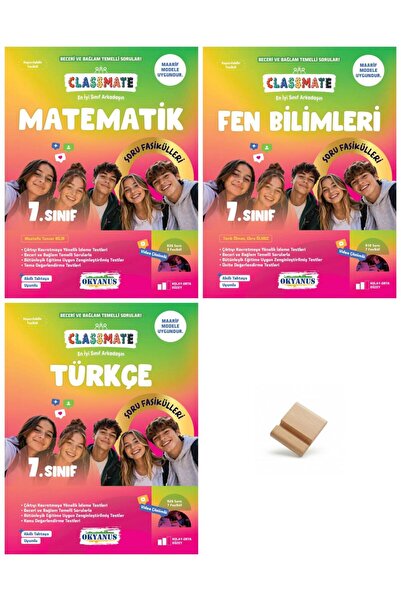 Okyanus 7. Sınıf Maarif Matematik Fen ve Türkçe 3lü Set Classmate Soru Fasikülleri + Telefon Standı