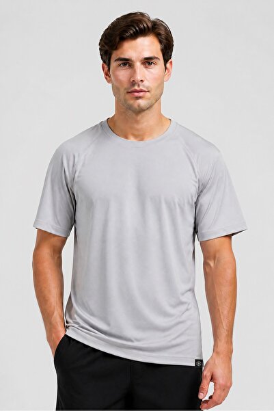 gaiam Men Slim Fit Short Sleeve Training T-Shirt, Pale Grey