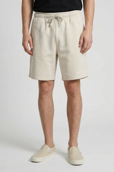 Core Elements Men Brand Logo Basic Shorts, Cream