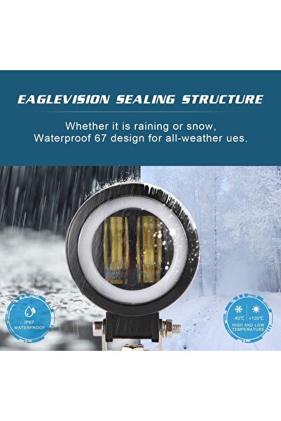 STARSTAR Dual-directional round LED fog lights, 20W 8000LM, LED white SUV/mot...