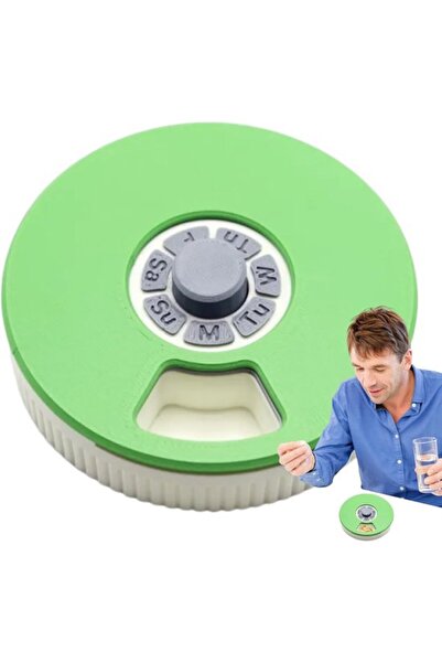STARSTAR 7-day medicine box, 9.5x2.5cm), Home medicine storage (Green, Pill b...