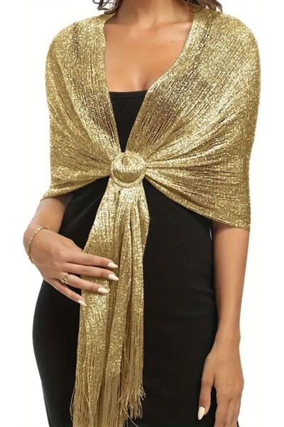 STARSTAR Shiny metallic wire women's scarf, bridesmaid scarf, buttoned wrap s...