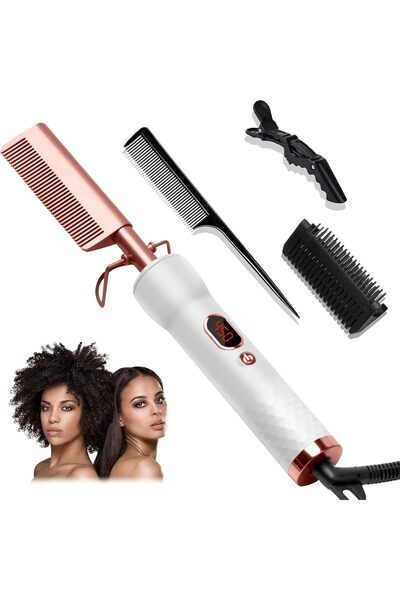 STARSTAR Hot Hair Comb Black Hair Pressing Comb Temperature Adjustable Up To ...
