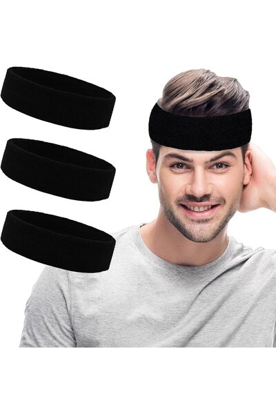 STARSTAR Unisex Sports Sweat-wicking Headband - 3-pack - Black