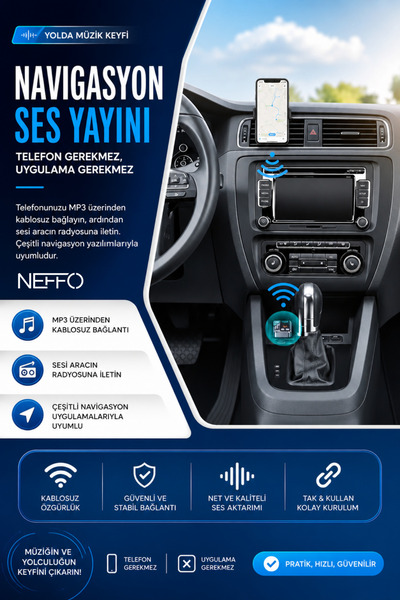 NEFFO Bluetooth 5.3 FM Transmitter Araç Çakmaklık Şarj Cihazı PD 20W Type-C USB Hızlı Şarj AUX Eller Serbest Konuşma Dijital Göstergeli