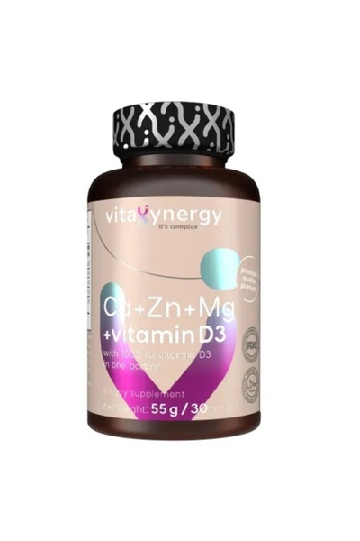 VITAXYNERGY Ca+Zn+Mg+Vitamina D3, 30 tablete,