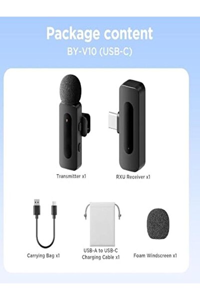Generic Wireless Microphone for Android SmartPhone Laptop - Omnidirectional USB C Video Recording Mic for Interview Podcast Vlog YouTube Live Stream