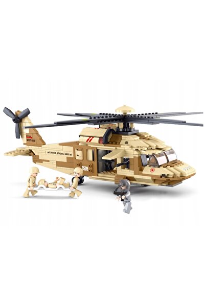 NO BRAND Set de construcție Elicopter militar Black Hawk 439el + 4 figurine
