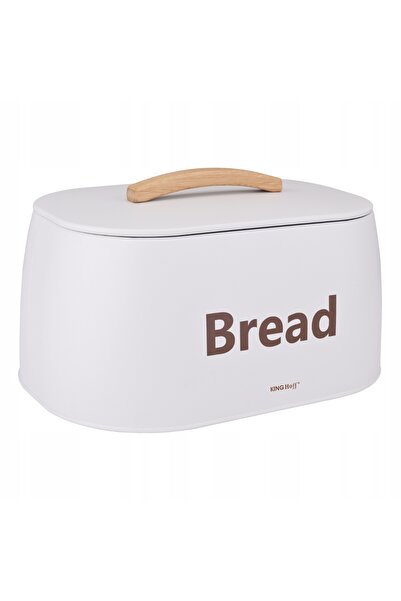 Kinghoff Suport metalic alb pentru pâine cu mâner din lemn BREAD KH-1947