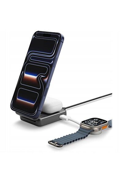 NO BRAND Încărcător wireless rapid 2 în 1 Qi 2.2 Spigen 35W pentru MagSafe, U...