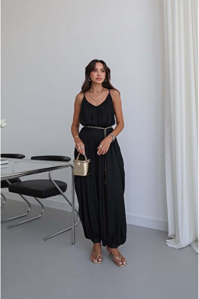 Havoş Black Thin Strap Shalwar Cut Jumpsuit
