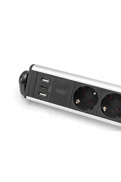 Digitus Prelungitor de birou 45 °   Priză cu 6 locașuri, 2xUSB-A, 1xUSB-C (5V...