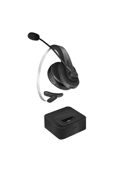 LogiLink Căști mono BT 5.0, stație de încărcare și microfon, ideale pentru Ca...