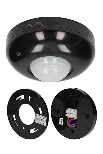 Orno Detector de mișcare PIR negru, montat pe tavan, 230V AC, negru
